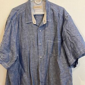 MENS TOMMY BAHAMA XXL CHAMBRAY DENIM SHORT SLEEVE SHIRT